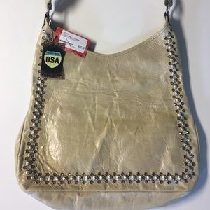 KurtMen Bone Colored Leather Purse with Stones